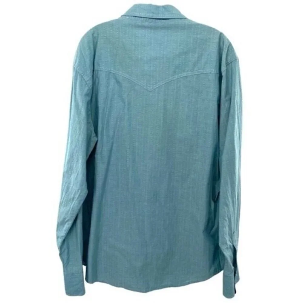 Wrangler Retro Pearl Snap Western Button Down Shirt Flap Pocket